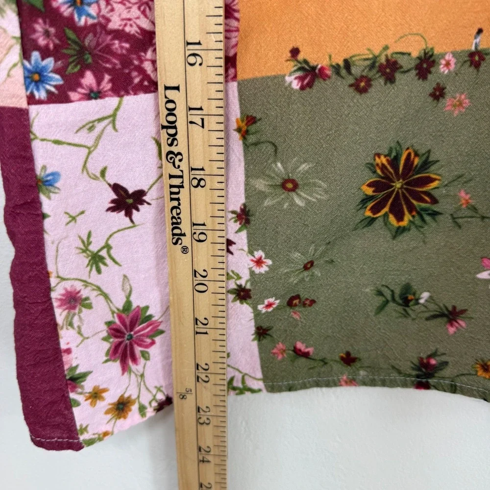 Patchwork Floral Embroidered Blouse Cottagecore Boho Indie Top Pink Korea Made S